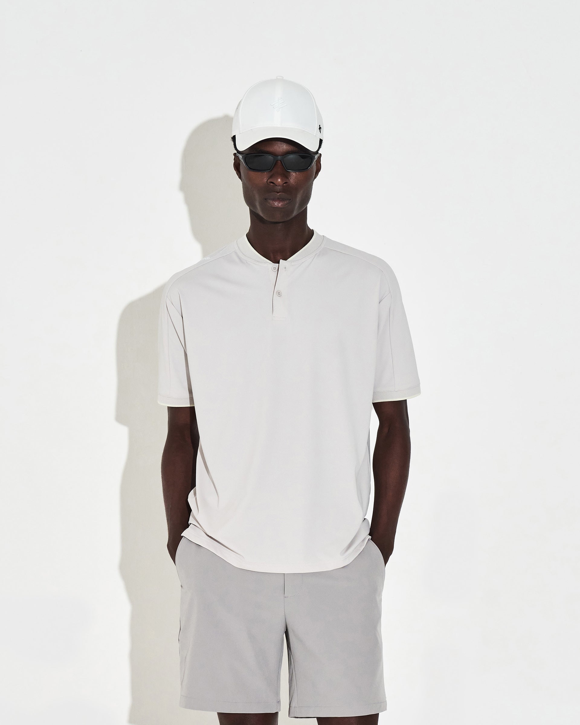 Mock Neck Polo - Grey