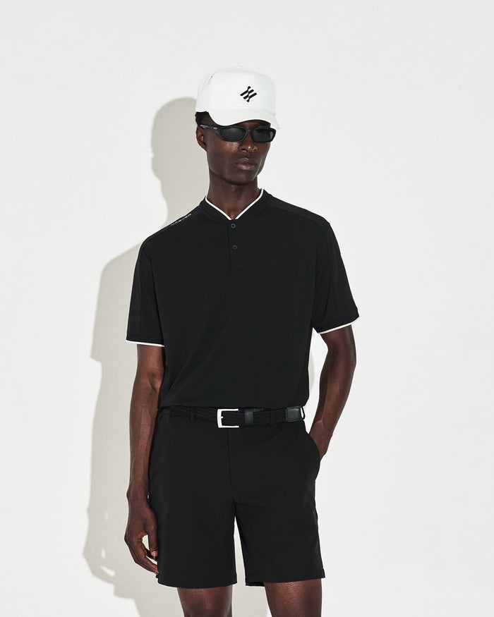 Mock Neck Polo - Black