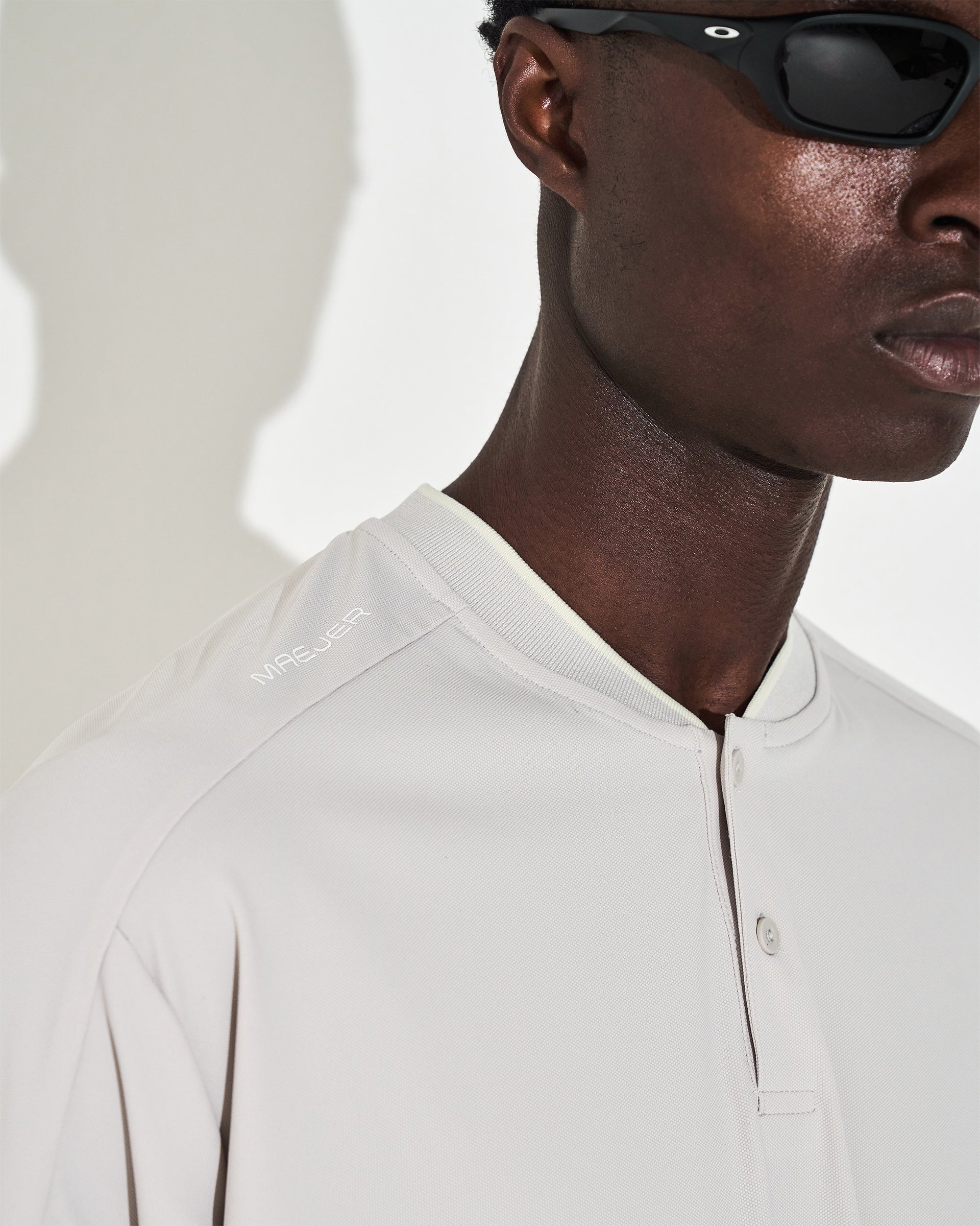 Mock Neck Polo - Grey